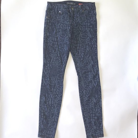 LEVEL 99 Janice Ultra Skinny Snake Skin Print Blue Jeans 26 - Picture 2 of 6